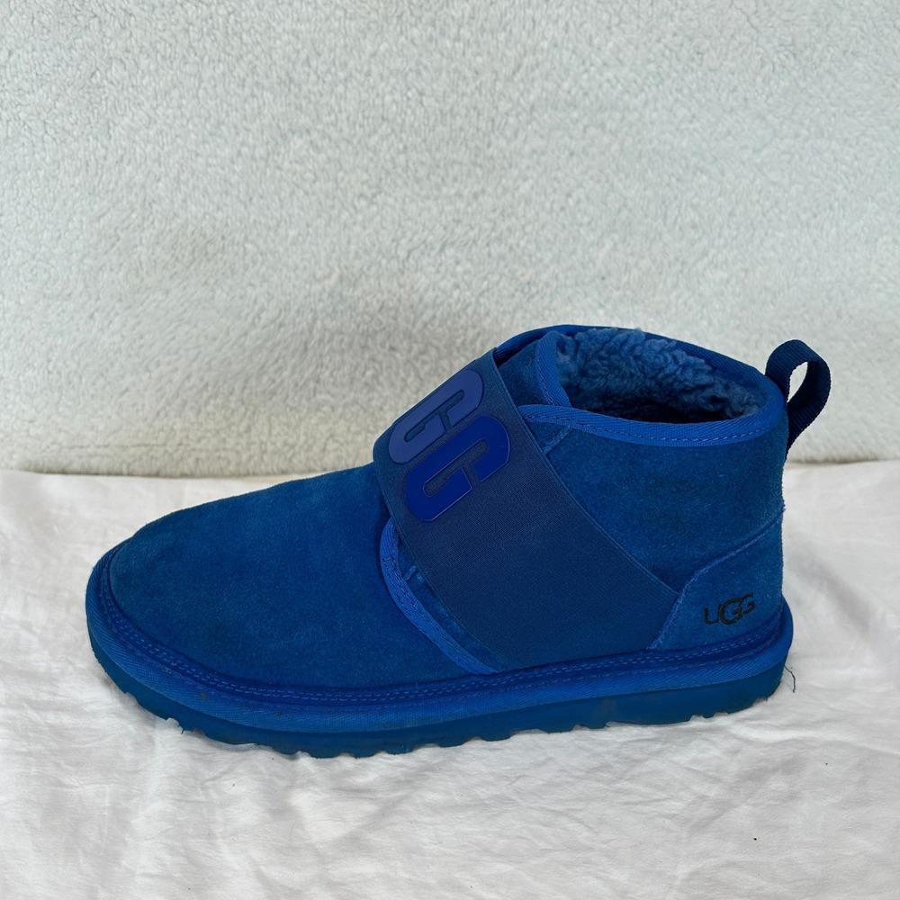 UGG Neumel Blue Suede Shearling Elastic Strap Boots‎ Mens 7 - Picture 8 of 15